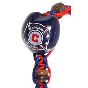 Vintage Chicago Fire MLS - Single Kukui Nut Macrame Braid Bracelet Soccer Futbol